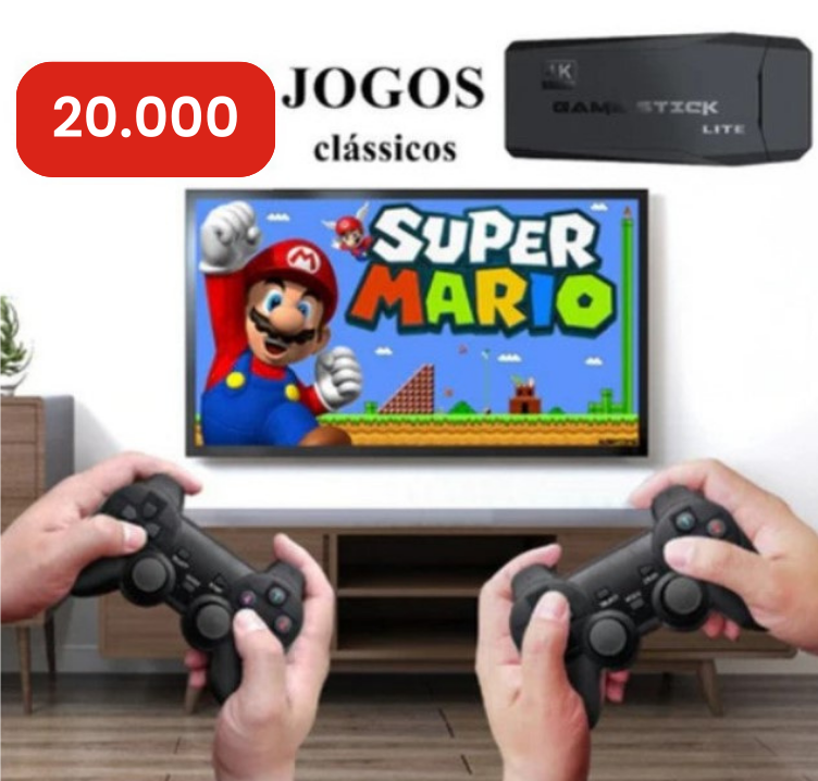 Vídeo Game Pen Drive Retrô 20.000 Jogos 4k + 2 Controles de Brinde