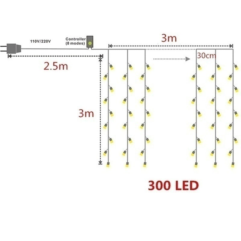 Cortina Luz de Led - Com controle remoto!